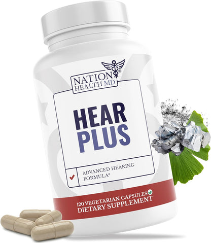 Hear Plus - Tinnitus Supplement - Advanced Hearing Formula for Ringing Ears with Ginkgo Biloba, Pine Bark Extract & Magnesium - 120 Capsules
