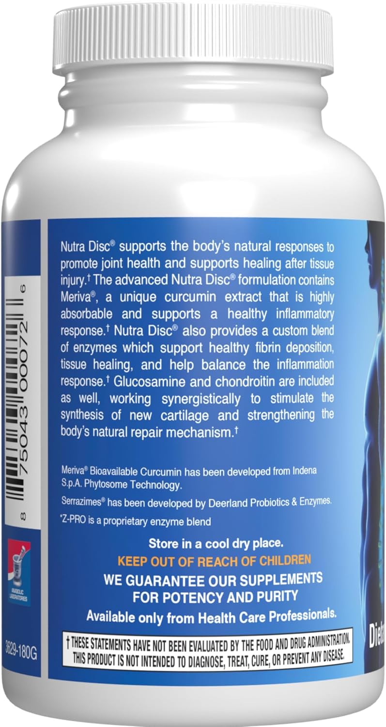 Nutra Disc & Joint Support Supplement - Clinically Formulated Restorative Cartilage Ligament and Tendon Supplement with Patented Meriva Curcumin & Glucosamine and Chondroitin for Adults - 90 Servings