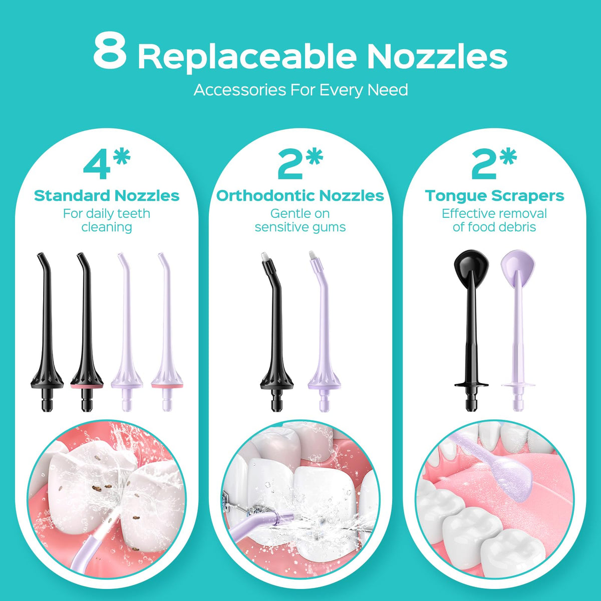 COSLUS C30 Water Dental Flosser, Upgraded DIY Mode, Black, 1Pcs