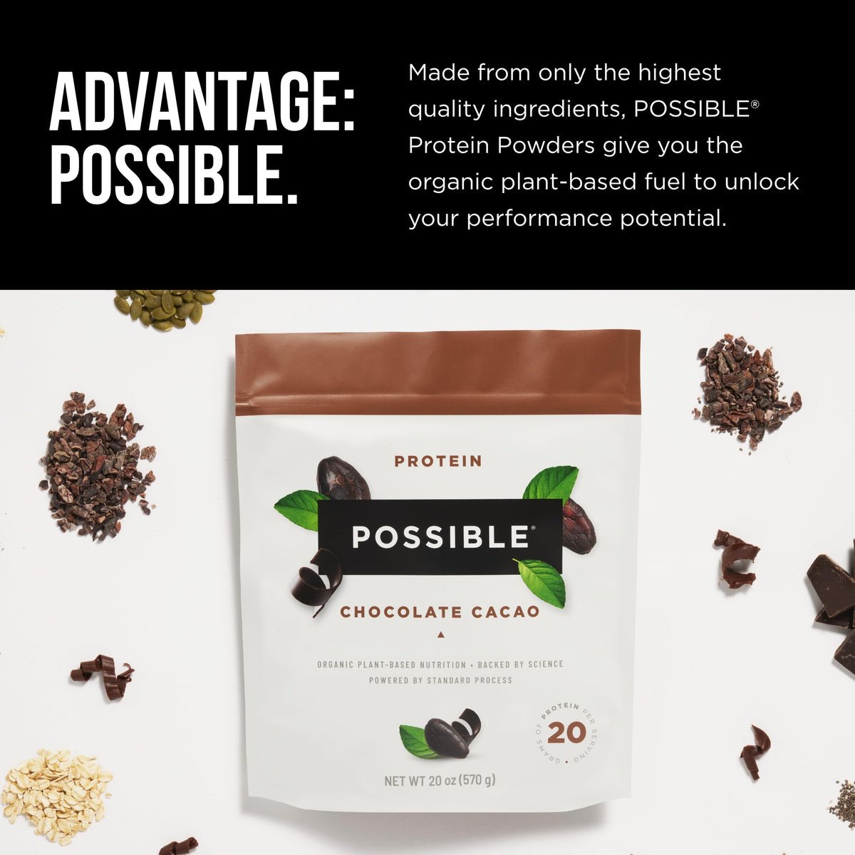 Possible Protein Powder Chocolate Cacao - 20g of Vegan, Plant-Based Protein Mix