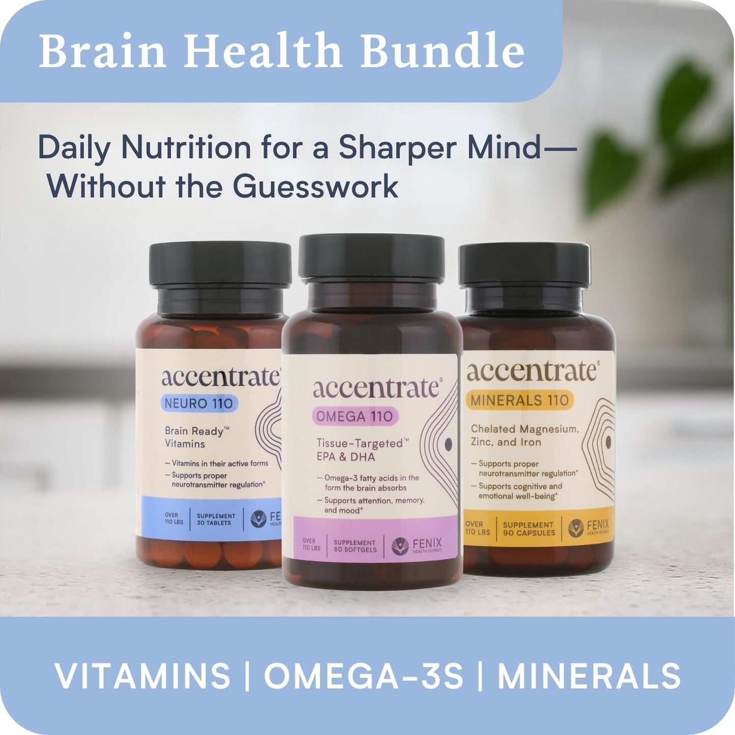 Accentrate Neuro - Brain Health, Methylated Vitamin B Complex, MTHFR | Every B vitamin already in its active form, so your body does not have to convert it first. Supports focus and mood.