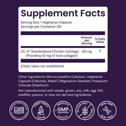 Healthy Origins UC-II Collagen 40 mg, 120 Veggie Caps