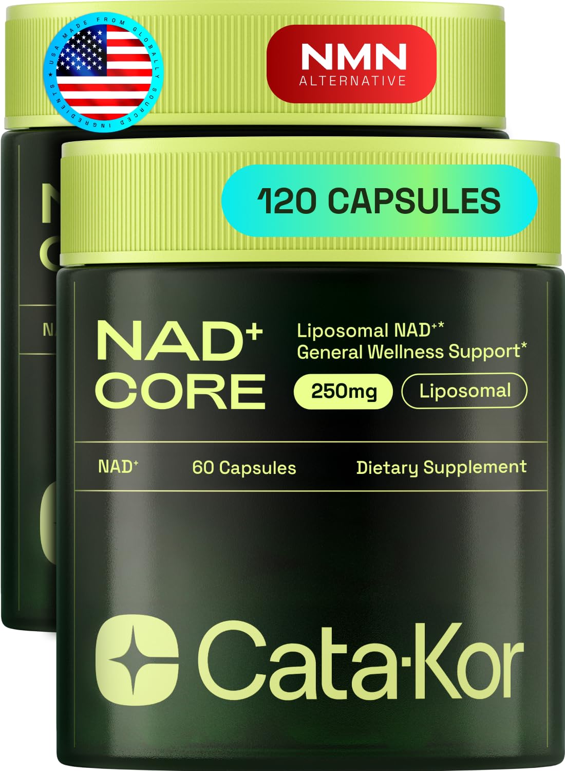 Cata-Kor NMN Supplement Alternative – Liposomal NAD+ Supplement - NAD CORE 30-Day Supply 60 Capsules