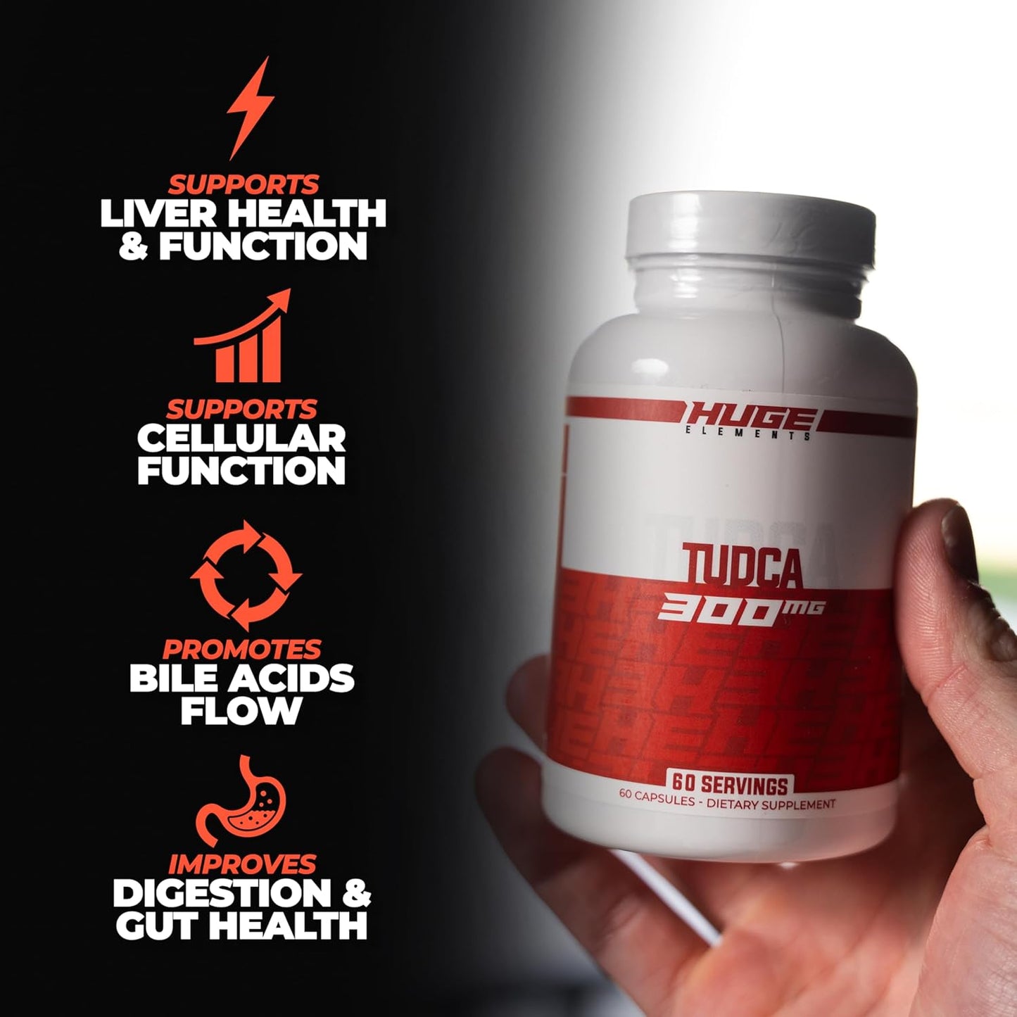 Huge Supplements TUDCA 300mg, Premium Quality Liver Support & Detoxification, Pure Bile Salts, Third-Party Lab Tests Available (60 Servings)