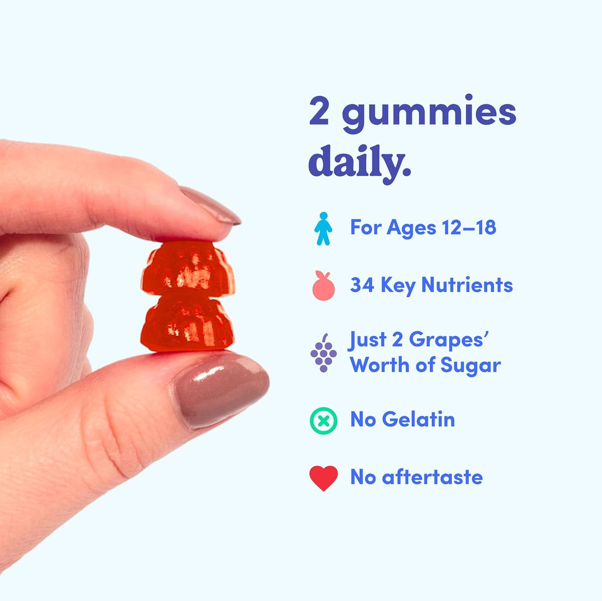 Teen Boy & Girl Multivitamin Gummy - Growth & Bone Support, 60ct, Vegan