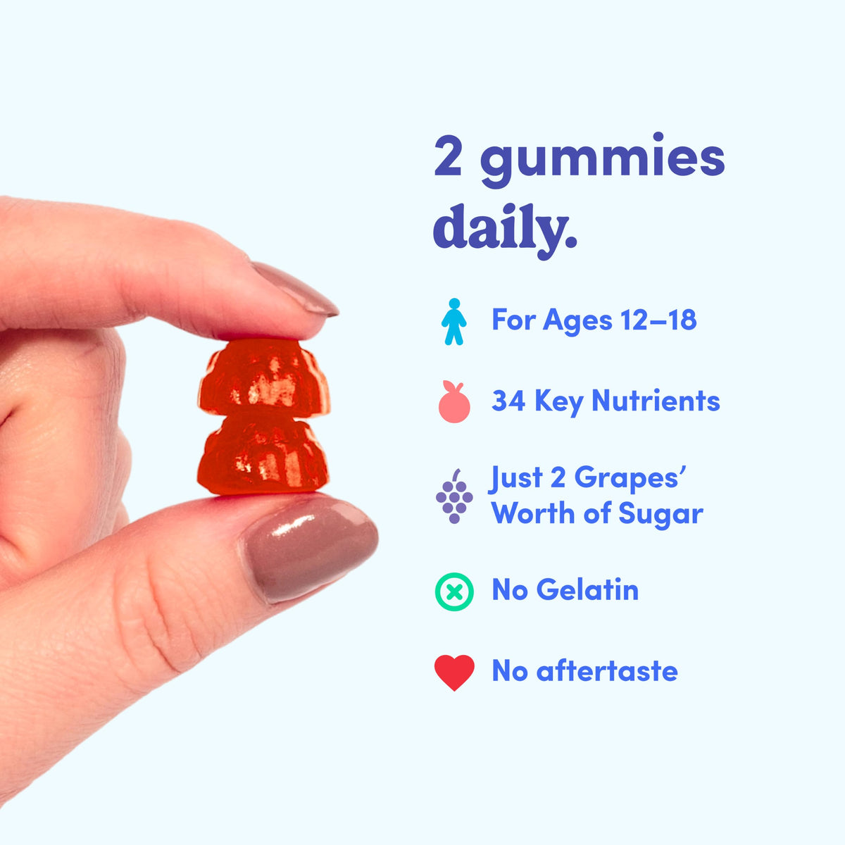 Teen Boy & Girl Multivitamin Gummy - Growth & Bone Support, 60ct, Vegan