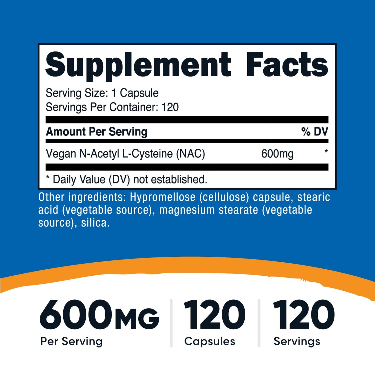 Nutricost N-Acetyl L-Cysteine (NAC) 600mg, 180 Capsules | GMO-Free And Gluten Free
