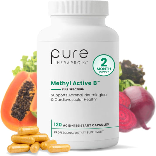 Pure Therapro Rx Methylated B Vitamins for Men and Women, Made in USA 2 Month Supply | Active Methyl B Complex Vitamins Including Methyl B12, Methylfolate, Benfotiamine, Choline, Niacin, TMG & More