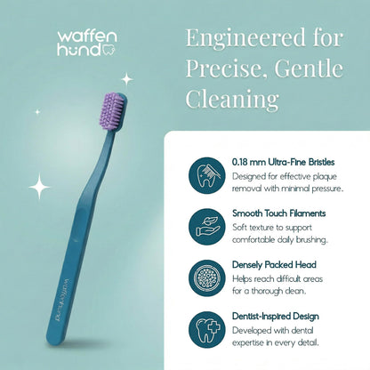 Toothbrush - Premium Soft Toothbrush with 0.18mm Ultra fine bristles. High Density Small Head Toothbrush for Daily Plaque Removal, Gentle Cleaning & Ergonomic Grip (Purple+Green)