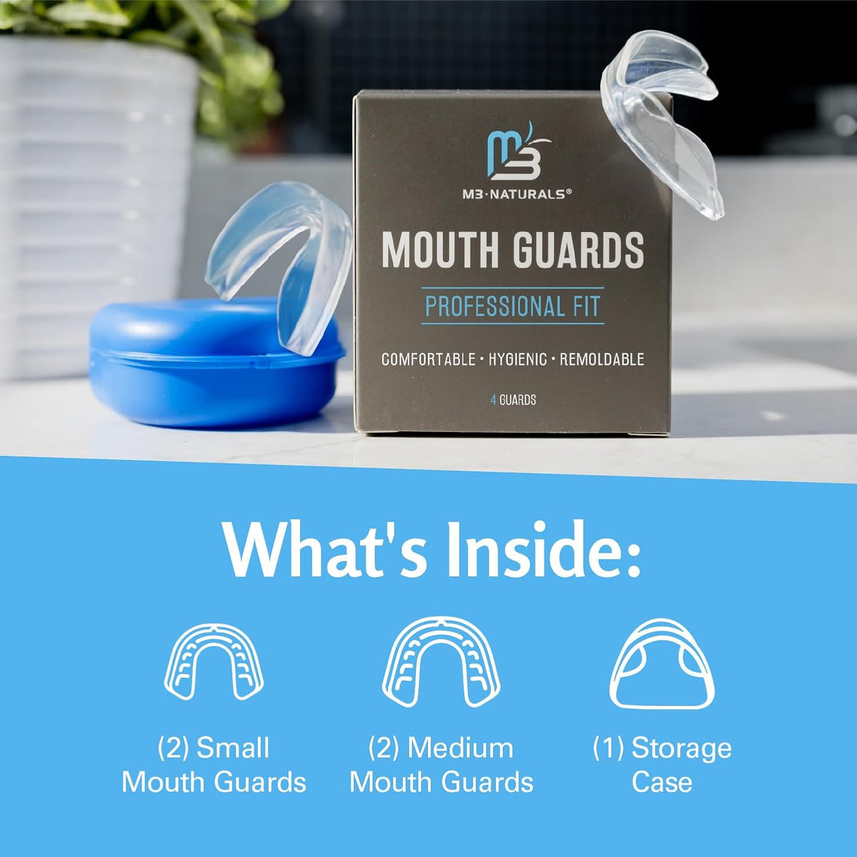 Dental Mouth Guard for Sleeping, Night Guard, BPA-Free, 4 Guards by M3