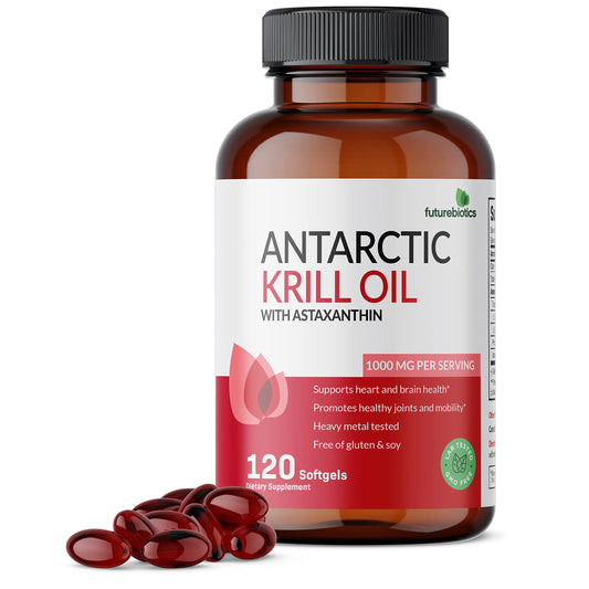 Futurebiotics Antarctic Krill Oil 1000mg with Omega-3s EPA, DHA, Astaxanthin and Phospholipids - Premium Krill Oil Heavy Metal Tested, Non GMO – 90 Softgels (45 Servings)