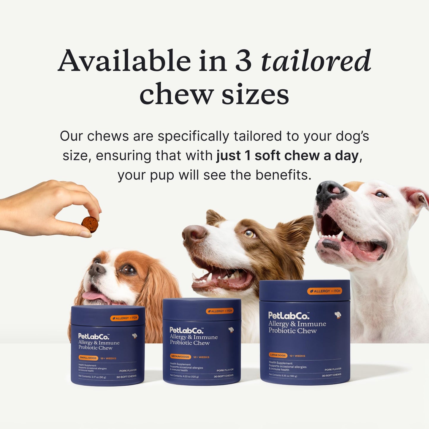PetLab Co. Allergy & Immune Probiotic Chews, 30 Soft Chews, Small Dogs | Size-specific omega-3s, colostrum and prebiotics to support yeast balance, skin health and immune function