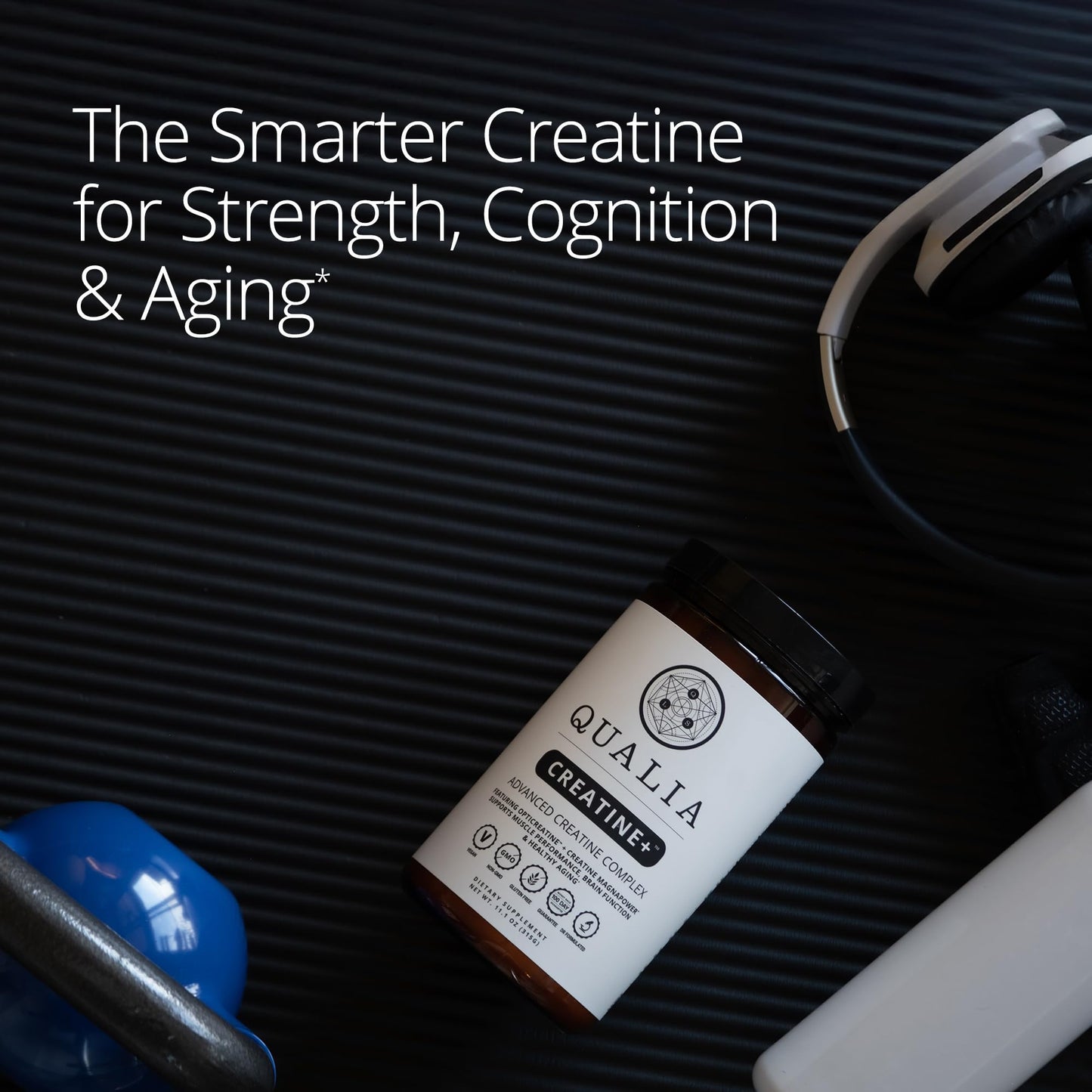 Qualia Creatine | Advanced Creatine Complex | 2 Sources + Magnesium | Optimized Absorption | Muscle Performance, Brain Function, & Healthy Aging (30 Servings)