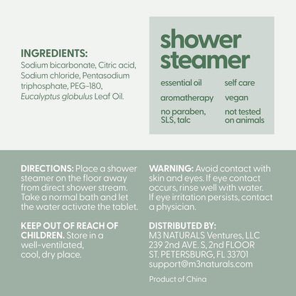 Eucalyptus Aromatherapy Shower Steamers, 14 Essential Oil Tablets by M3