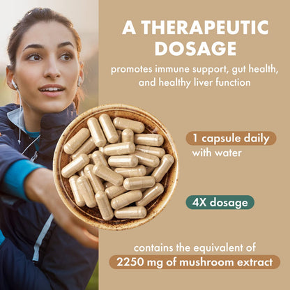 PURE ESSENCE LABS Organic Turkey Tail 4X Mushroom Extract, Vegan Mushrooms Supplement for Immune Building, 30 Capsules