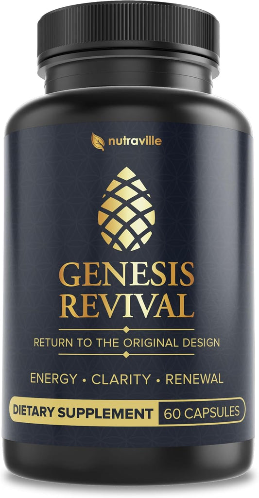 Genesis Revival - Shilajit, Lion's Mane & 8 Sacred Botanicals | Nourish the Pineal Gland for Energy, Mental Clarity, Graceful Aging & a Return to Your Eden State, 60 Count