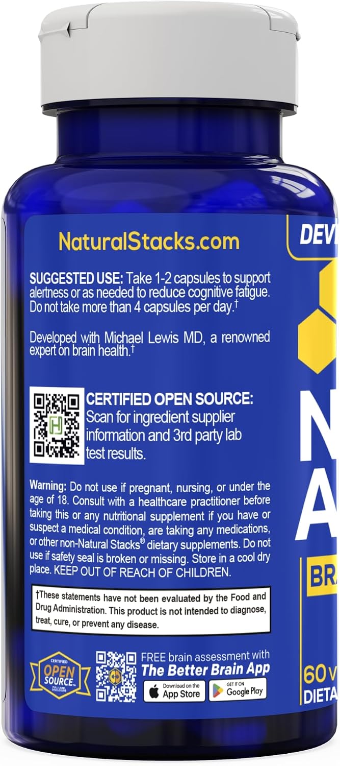 NeuroAlert Paraxanthine 200mg Caffeine Free Energy Supplement, 60 Capsules | With L-Tyrosine, L-Theanine and NADH. Smooth focus and mental drive without jitters or crash. Ideal for work and workouts.