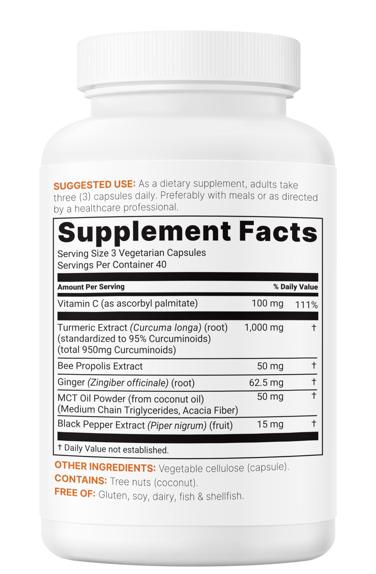 Micro Ingredients Pure Turmeric Curcumin Supplement 1,000mg – 95% Curcuminoids with Black Pepper & Ginger – High Absorption for Joint & Antioxidant Support* – Filler Free, 120 Veggie Capsules