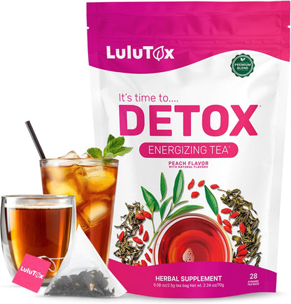 LULUTOX Herbal Tea & Sleep Support Bundle – Detox Herbal Tea (28 Servings) + Deep Sleep Tea (28 Bags) + Sleep Patches (28 Ct)