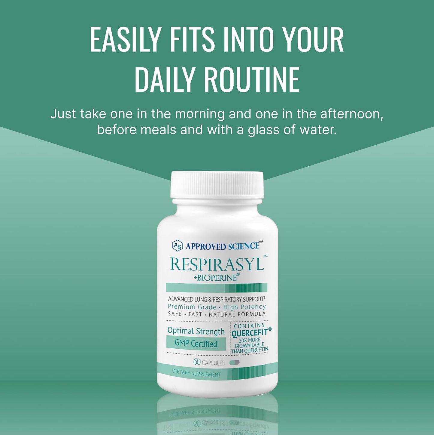 Approved Science® Respirasyl - Lung and Respiratory Support - with Quercefit, Vitamins A,C,D, BioPerine - 3 Month Supply - Made in the USA