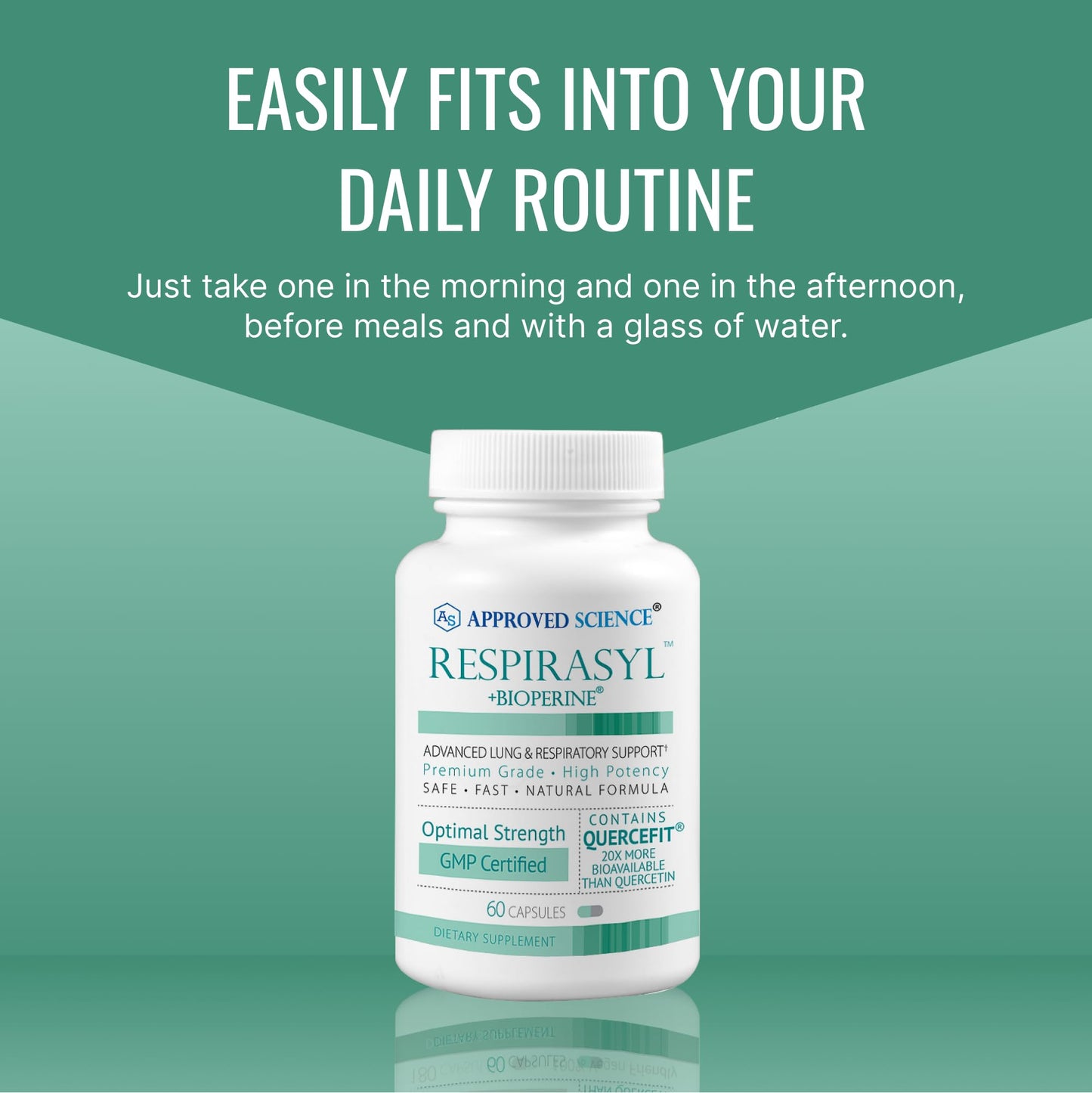 Approved Science® Respirasyl - Lung and Respiratory Support - with Quercefit, Vitamins A,C,D, BioPerine - 3 Month Supply - Made in the USA