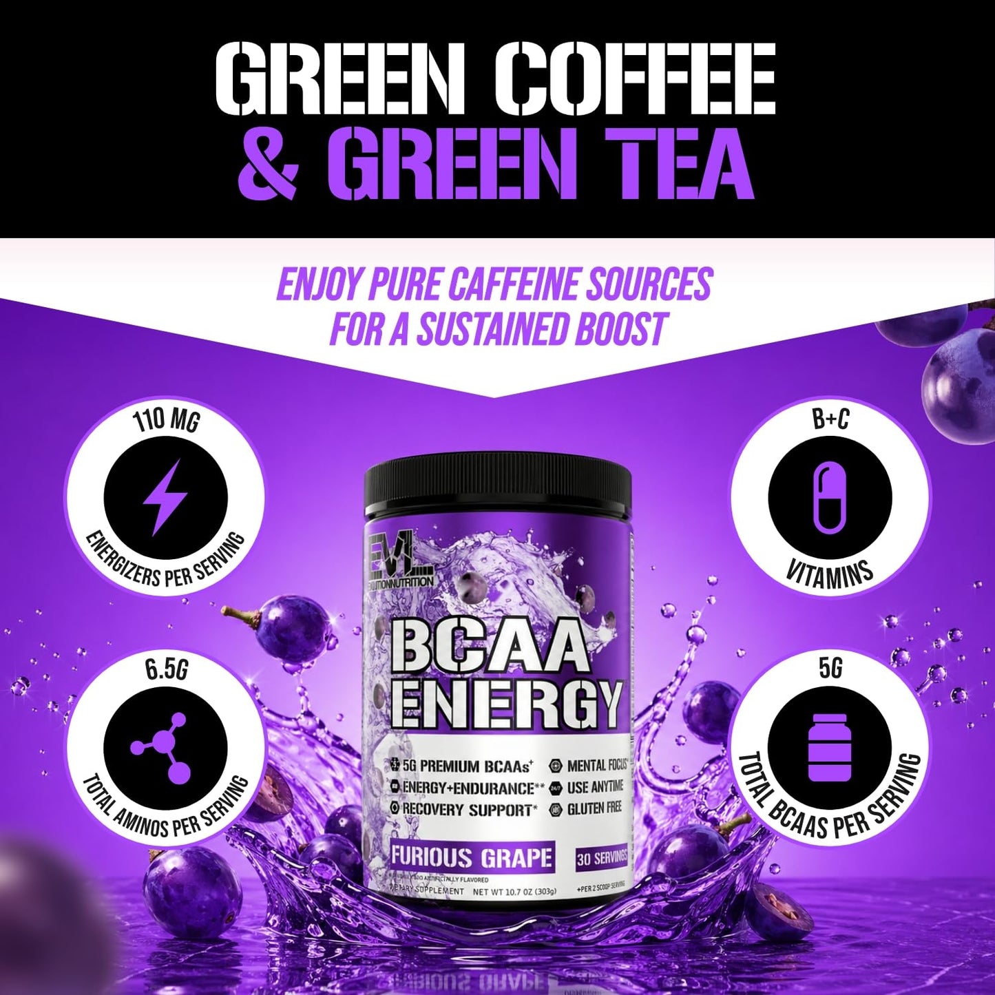 Evlution EVL BCAAs Amino Acids Powder - BCAA Energy Pre Workout Powder for Muscle Recovery Lean Growth and Endurance - Rehydrating Post Workout Recovery Drink with Natural Caffeine - Pink Lemonade