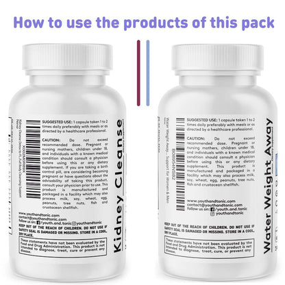 Youth & Tonic Daily Water Retention Pills for Kidney Cleanse Swelling and Excess Body Fluid