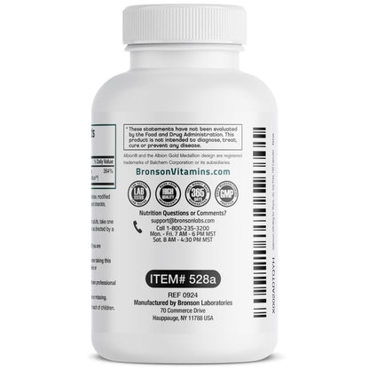 Bronson Selenium 200 mcg Albion Chelated Amino Acid Complex, 250 Capsules | Yeast-Free Essential Trace Mineral, Immune, Prostate & Metabolism Support, Vegetarian, Non-GMO, Gluten-Free & Soy-Free