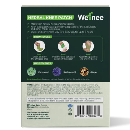 Wellnee Knee & Joint Wellness Bundle – Herbal Patches (30 pcs) & Support Capsules (90 servings)