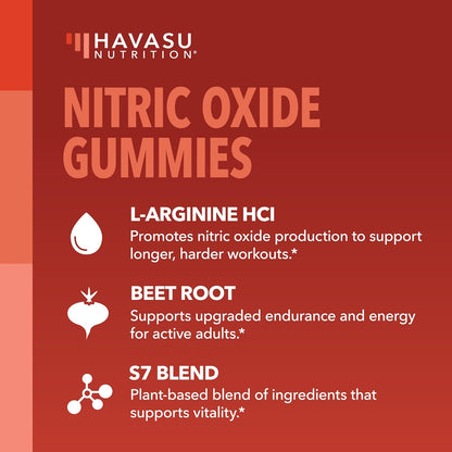 Nitric Oxide Beet Root Gummies with L-Arginine, NO Gummies, 90 Count | Vegan, Non-GMO Nitric Oxide Supplement for Energy, Endurance, and Recovery, Green Apple and Cinnamon Flavor, 30 Servings