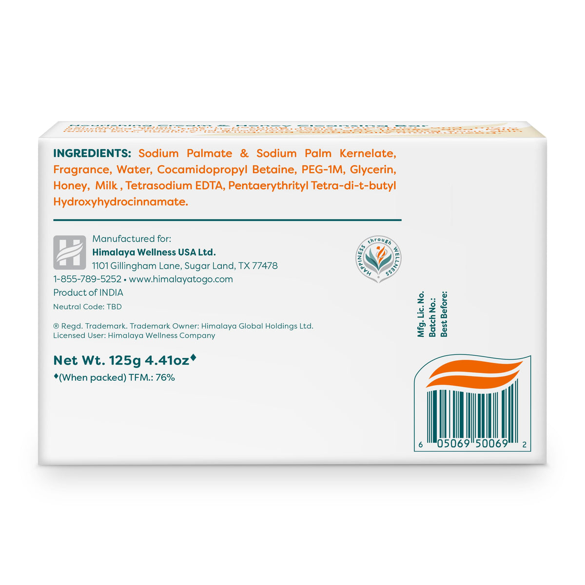 Himalaya Nourishing Cream & Honey Cleansing Bar Soap, 4.41 oz, 6 Pack