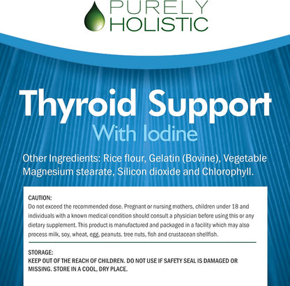 Thyroid Support, Iodine Supplement, Zinc, Selenium L-Tyrosine & Vitamin B | Supports Energy Production and Cellular Health, Thyroid Support for Women and Men, Non-GMO, 120 Capsules (2-Month Supply)