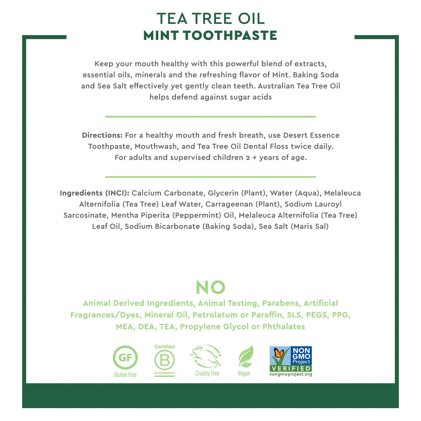 Desert Essence Tea Tree Oil Toothpaste - Mint - 6.25 Ounce - Refreshing Taste - Deep Cleans Teeth & Gums - Helps Fight Plaque - Sea Salt - Pure Essential Oil - Baking Soda - Promotes Healthy Mouth
