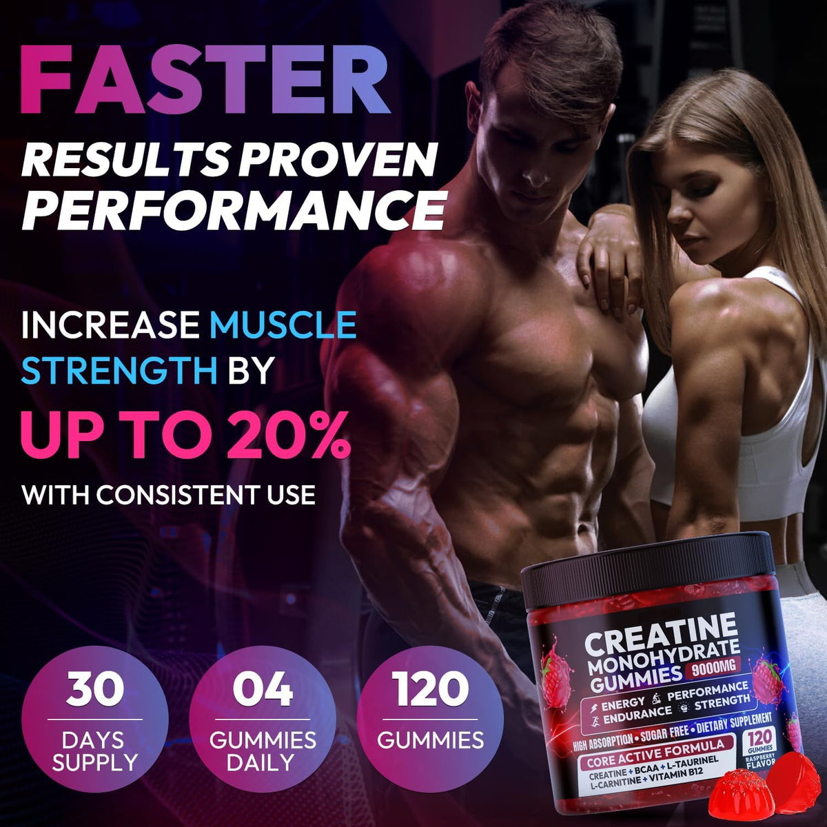 Creatine Monohydrate Gummies 5000MG, Creatine Gummy for Men & Women 120Ct