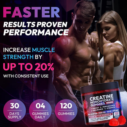 Creatine Monohydrate Gummies 5000MG, Creatine Gummy for Men & Women 120Ct