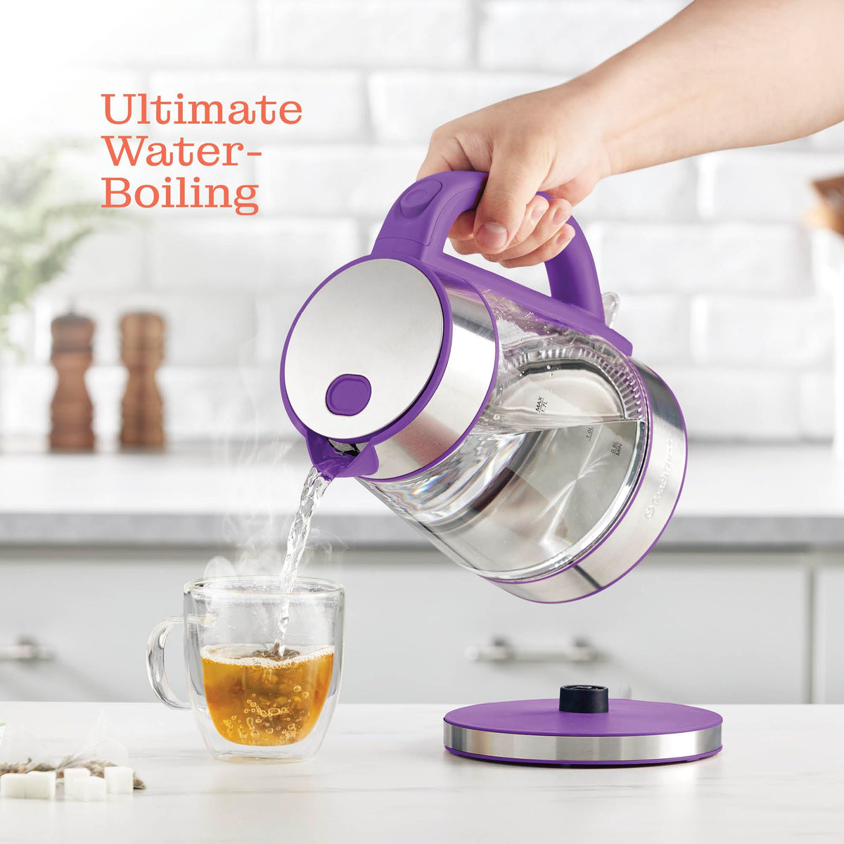 Speed-Boil Electric Kettle - 1.7L Water Boiler 1500W, Coffee & Tea Kettle Borosilicate Glass