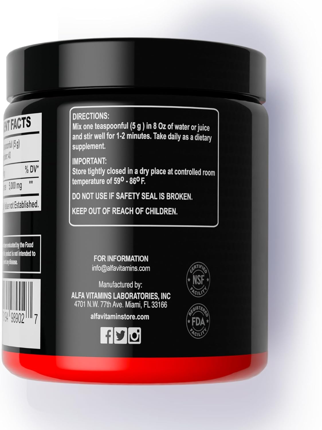 Alfa Sports Creatine Powder Formula – Unflavored, Pure Creatine Supplement for Active Lifestyles, 200g Jar