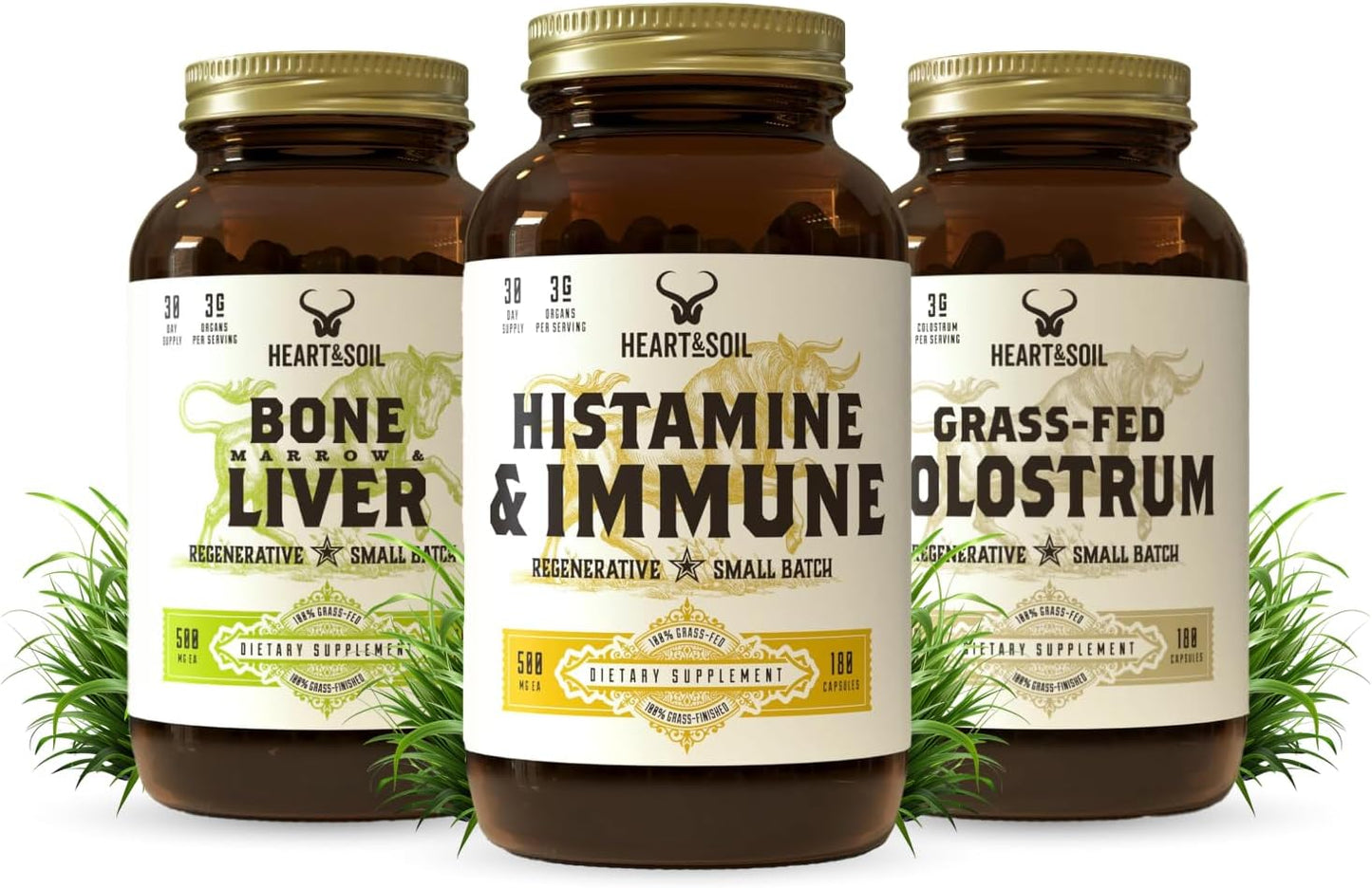 Immune Support Stack – Includes Histamine & Immune Supplement, Bone Marrow & Liver, Grass-Fed Colostrum for Digestive Health, Gut Balance, and Overall Wellness