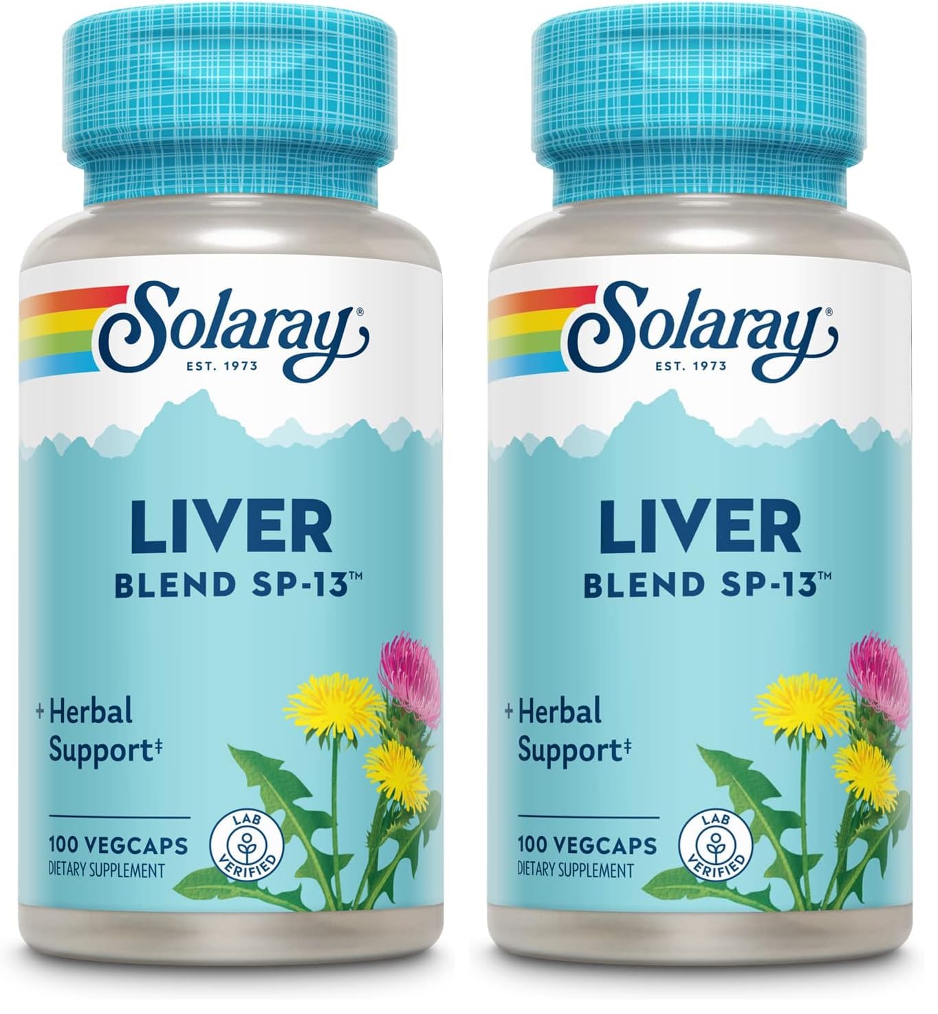 SOLARAY Liver Blend SP-13 - Traditional Herbal Support with Milk Thistle Extract, Dandelion Root, Burdock, Kelp, Peppermint and Trace Minerals - 60-Day Guarantee, 100 Servings, 100 VegCaps