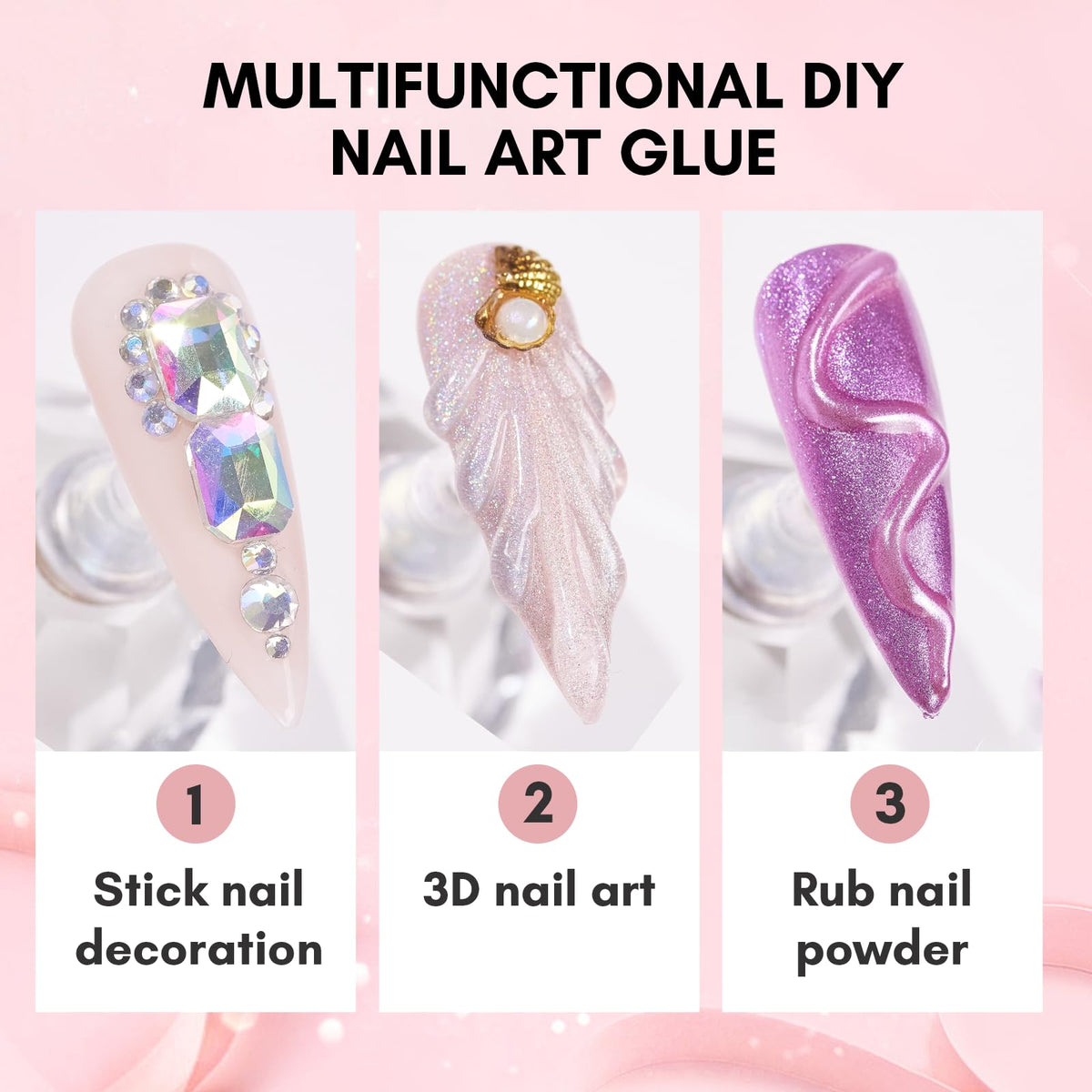 Makartt Nail Rhinestone Glue for Nails, Super Strong Gel Nail Glue for Nail Charm 3D Nails