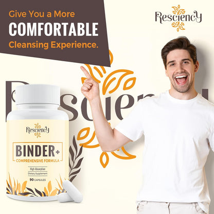 Resciency Detox Binder Supplement - All-in-1 Detox Binder with Zeolite, Bentonite Clay, Activated Charcoal, Milk Thistle, Proprietary Blends - Liver & Digestive, Max Absorption, 180 Counts
