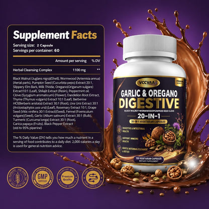Parasite Cleanse for Humans with Wormwood, Black Walnut & Clove, Advanced Herbal Gut Cleanse Formula, Supports Healthy Digestion, Intestinal Balance & Microbiome Health, 120 Veggie Capsules