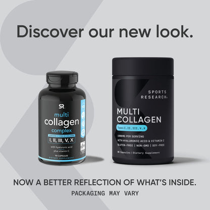 Sports Research Multi Collagen Pills (Type I, II, III, V, X) Hydrolyzed Collagen Peptides