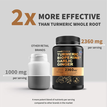 MEDCHOICE 4-in-1 Turmeric Joint Support with Garlic & BioPerine, 120ct