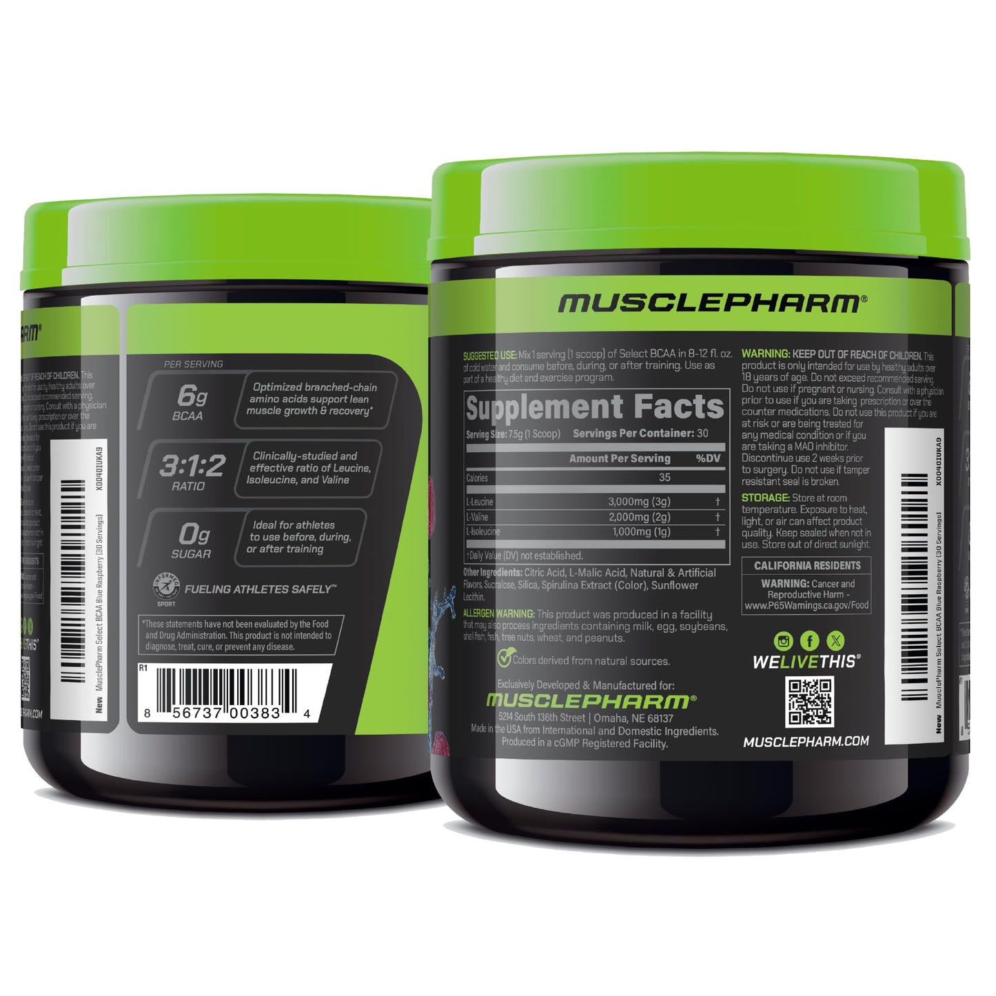 MusclePharm Essentials BCAA Powder, Pre & Post Workout Recovery Drink, Supports Muscle Recovery & Energy, Essential Amino Acids, 30 Serv, Fruit Punch