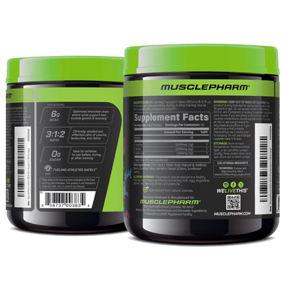 MusclePharm Essentials BCAA Powder, Pre & Post Workout Recovery Drink, Supports Muscle Recovery & Energy, Essential Amino Acids, 30 Serv, Fruit Punch