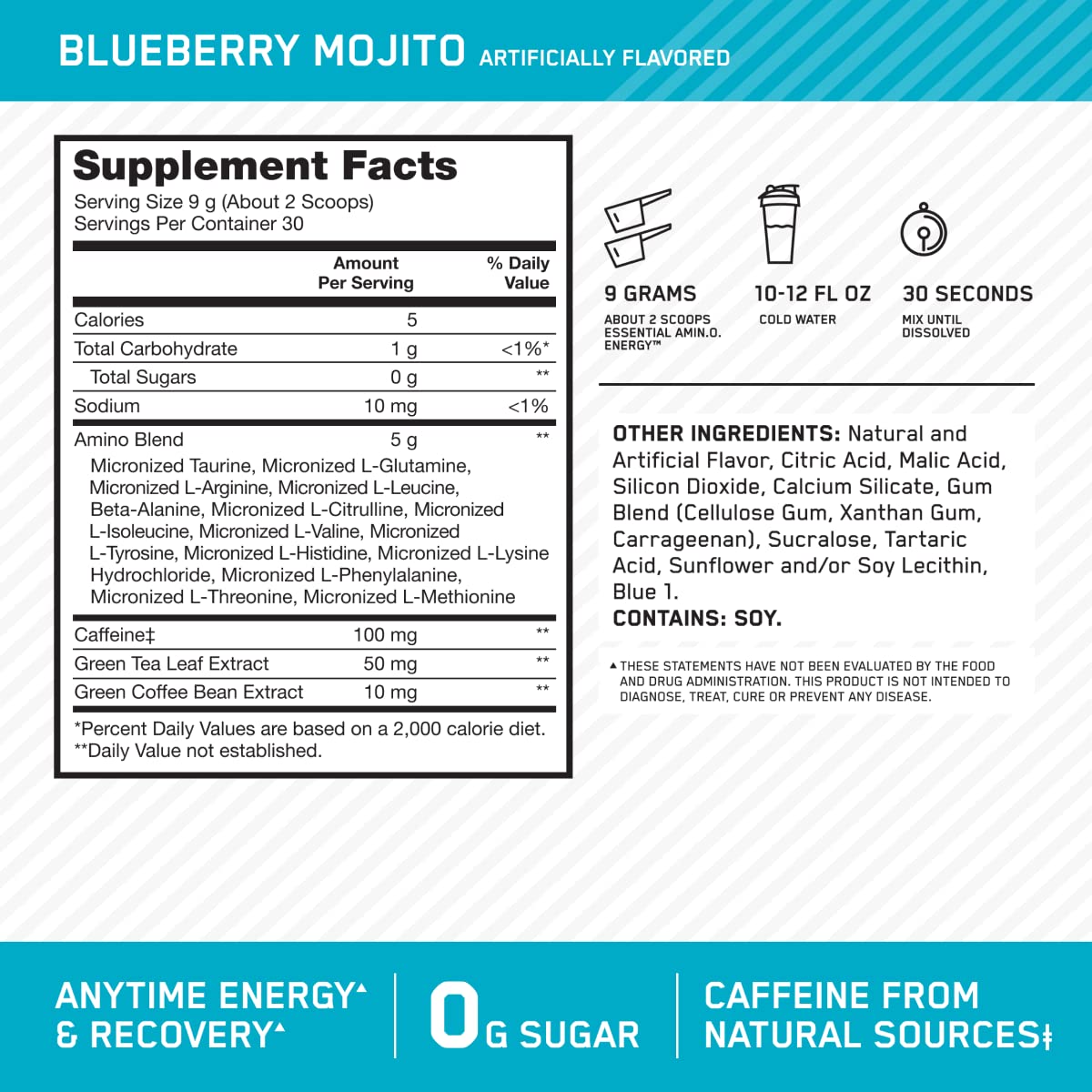 Optimum Nutrition Amino Energy - Pre Workout with Green Tea, BCAA, Amino Acids