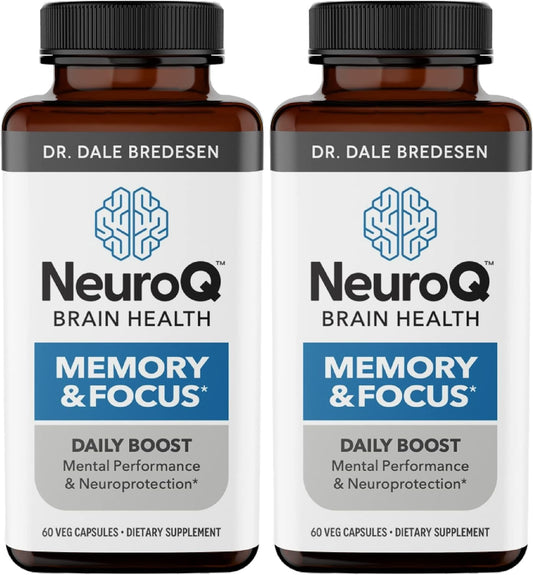 NeuroQ Memory & Focus | Formulated by Neurologist Dr. Dale Bredesen | Addresses All 4 Causes of Cognitive Decline | Ginkgo Biloba, Phosphatidylserine, Gotu Kola, Coffee Fruit, Turmeric & Propolis