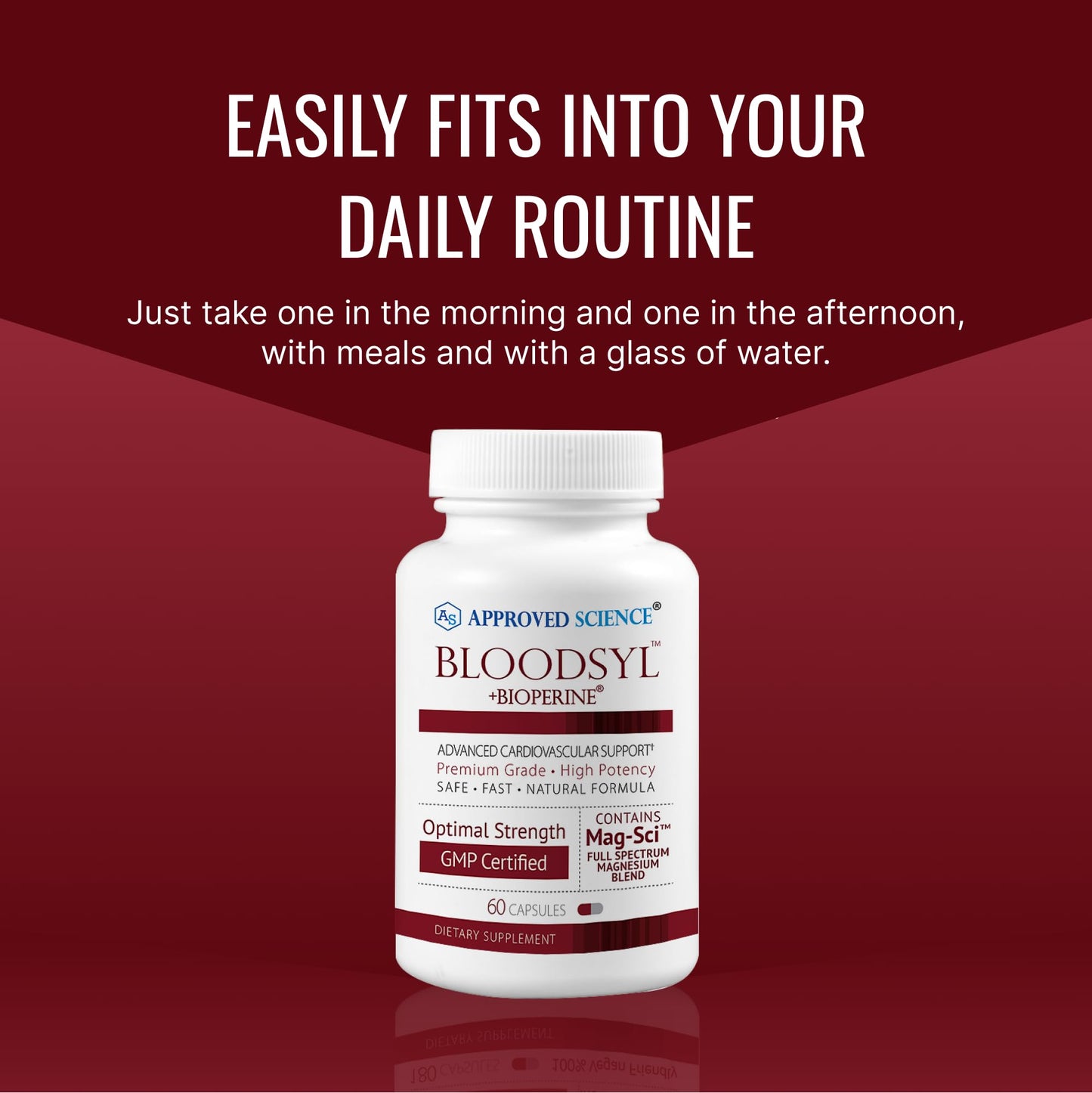 Approved Science Bloodsyl - Blood Pressure Support Supplement - Supports BP Levels Already Within Normal Range - Hawthorn Berry, Garlic, Magnesium and Hibiscus Pills - Vegan - 180 Capsules, 3 Months