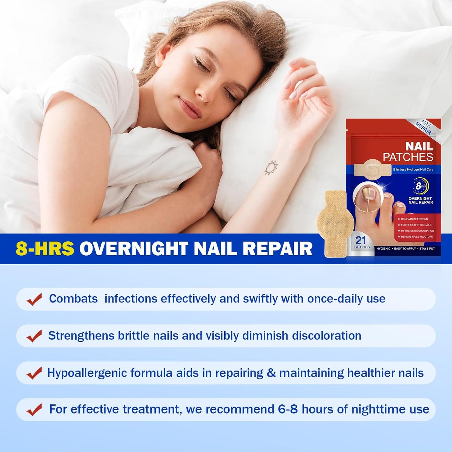 42pcs Toenail Care Patches for Dry, Weak & Cracked Nails, Deeply Moisturizing Nail Surface
